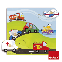 Goula   Voertuigen noppenpuzzel met geluid