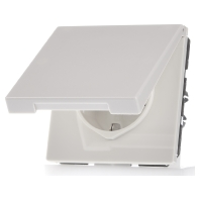 Wandcontactdoos met randaarde en klapdeksel Jung LS1520KL Inzetstuk LS plus, LS design, LS 990 Wit