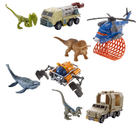 Jurassic World Dinosaurus met helikopter bruin, blauw