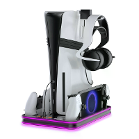 JYS JYS P5225 Verticale Koelstation Stand Oplaadstation Dock met RGB Licht voor PS5Pro/PS5Slim/PS5 Host