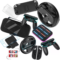 Voor Switch2 Multi functionele Game Accessoire Set Lader + Tas + Beugel + Handvat + Stuurwiel + Kaartdoos + Gehard Glas