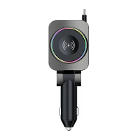 K38S Uittrekbare Koord Horloge Draadloze Oplader Ambient Verlichting PD30W QC3.0 3.1A Auto USB Multi Poort voor Mobiele