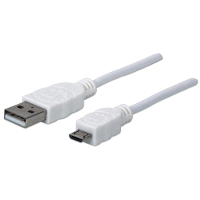 Manhattan 323987 USB kabel USB 2.0 USB A stekker, USB micro B stekker 1.00 M Wit UL gecertificeerd