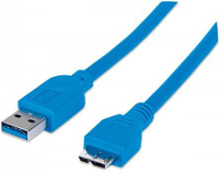 Manhattan USB 3.0 Aansluitkabel [1x USB 3.0 Stekker A   1x Micro USB 3.0 B stekker] 1 m Blauw Vergulde steekcontacten, UL gecertificeerd