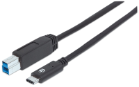 Manhattan USB 3.1 Aansluitkabel [1x USB C stekker   1x USB 3.0 Stekker B] 1 m Zwart UL gecertificeerd