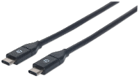 Manhattan USB 3.1 Aansluitkabel [1x USB C stekker   1x USB C stekker] 1 m Zwart UL gecertificeerd