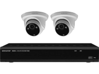Kabelgebonden, LAN IP Bewakingscamera set 4 kanaals Met 2 cameras 2048 x 1536 pix Monacor IOZ 204DV