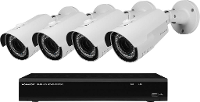 Kabelgebonden, LAN IP Bewakingscamera set 8 kanaals Met 4 cameras 2048 x 1536 pix Monacor IOZ 408BV