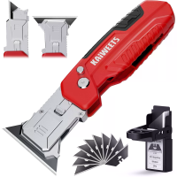 KAIWEETS Utility Schraper 2 in 1 Vouwdo cutter Zinklegering Lichaam Inklapbaar Ontwerp 3 Hoek Vergrendeling 10 stuks SK2
