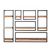 Kalfort Wandrek industrieel Stockton 6   set van 3   25x100x100 cm
