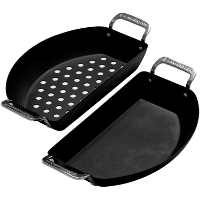 Kamado Joe Karbon Steel Half Moon Pan set bak /braadpan