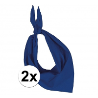 2X Zakdoek bandana kobalt blauw