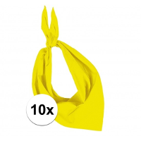 Bandana/hals zakdoek   10x   geel   voor kind en volwassenen   polyester/katoen