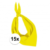 Bandana/hals zakdoek   15x   geel   voor kind en volwassenen   polyester/katoen