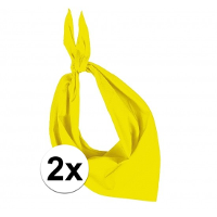 Bandana/hals zakdoek   2x   geel   voor kind en volwassenen   polyester/katoen