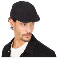 Flat cap/pet voor heren   zwart   katoen   basic hoofdmaat 58 cm
