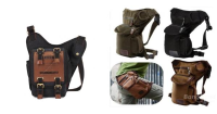 Kaukko Black Men's Retro Canvas Travel Shoulder Bags Messenger Bag
