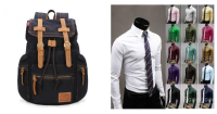 Kaukko Canvas Genuine Leather Outdoor Big Capacity Shoulders Bag Backpack
