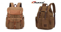 Kaukko Men Outdoor Canvas Big Retro Black Khaki Green Backpack Shoulders Bag
