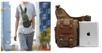 Kaukko Men Women Leisure Rivet Canvas Bag Chest Pack Male Crossbody Bags