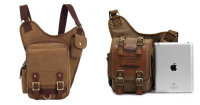 Kaukko Mens Retro Multi Functional Pockets Leisure Canvas Bag Crossbody Bags