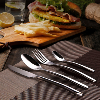 Kcasa Fl8 4 Pieces Silver Flatware Set Stainless Steel Dinnerware Tableware Set Cutlery Knife Fork