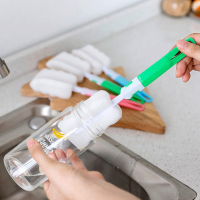 KC CS02 Waterfles Beker Mok Glazen Spons Reinigingsborstel Wasgereedschap Met Lange Handvat