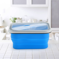 Kcasa Kc Fy02 Collapsible Silicone Lunch Box Bpa Free Foldable Bento Food Container With Tableware
