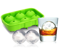 KCASA KC IT02 6 Holes Large Ball Shape Silicone Ice Cube Sphere Whiskey Cocktail Ice Mold Tray