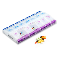 Kcasa Kc Js1408 Weekly Travel Pill Box Organizer Push Button Portable Am Pm Tablets Holder