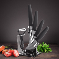 Kcasa Kc Kf6 5 Pieces Black Blade Ceramic Knife Set With Holder Multi Function Chef Peeler Slicer