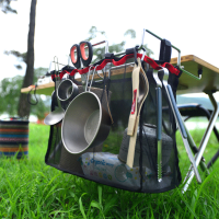 Kcasa Kc Ks04 Kitchen Organizer Utensils Holder Storage Mesh Bag Barbecue Bbq Tools With Iron Rack