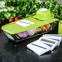 Kcasa Kc Mfp3 Vegetable Cutter Food Container Adjustable Mandoline Slicer 4 Interchangeable Blades