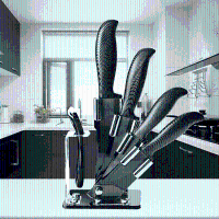 Kcasa Kf 2 5 Pieces Black Blade Ceramic Knife Set Multi Function Ergonomic Chef Knife Peeler Slicer
