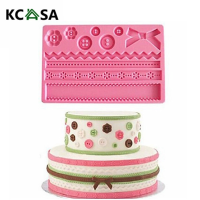 Kcasa Pastry Cake Fondant Decorating Silicone Flower Bowknot Mold Mould Embossing Pad