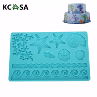 Kcasa Silicone Adorable Coral Starfish Shell Ocean Embossing Cake Mold Mould Kitchen Tool