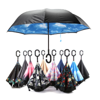 Kcasa Ub 2 Reverse Umbrella Flowers Creative Double Layers Upside Down Self Standing Car Rain Gear