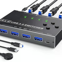 KCEVE 4x4 USB3.0 Delen Switch,4 in 4 out USB schakelaar voor printer,toetsenbord,muis,multi apparaat share adapter voor