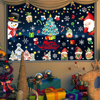 Kerst Static Raamstickers Feestelijke Vakantie Decoratie Decals Handgeschilderde Kerstman Kerstboom Stickers Kerstvakant