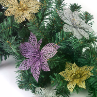 Kerstversiering Bloem Glitter Bladeren Feestversiering