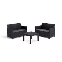 Keter Marie Essential Loungeset + Orlando tafel   4 personen   Antraciet