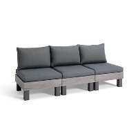 Keter Signature Elements 3 zits Loungebank   met groene kussens   Cappuccino