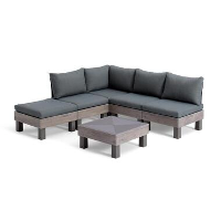 Keter Signature Elements Loungeset 5 personen   met groene kussens   Cappuccino
