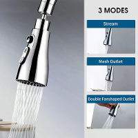 Keukenkranen Spraykop 3 functie Spraykop 360° Draaiende Kraan Spraykop Keukenkraan Waterbesparende Gootsteen Aerator Ver