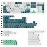 Keychron Cherry Profile Double Shot PBT Full Keycap Set   White Mint keycaps 219 Stuks, ANSI & UK ISO Layout