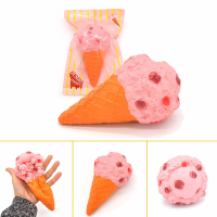 Kiibru Squishy Pink Strawberry Cone Ice Cream 18.5*10.5Cm Creative Fun Christmas Gift