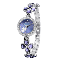 Kimio K456l Elegant Crystal Four Leaf Clover Women Bracelet Watch