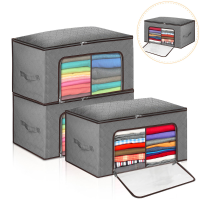 3PCS Clothes Storage Bag Window Compartment Non woven Fabric Large Capacity Clothing Storage Bag