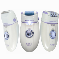 Km 1981 3 In 1 Electric Callus Remover Washable Lady Hair Epilator Shaver Foot Care Set