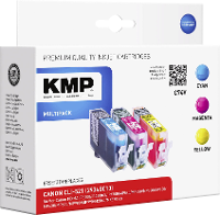 KMP Inkt vervangt Canon CLI 521 Compatibel Combipack Cyaan, Magenta, Geel C74V 1510,0005